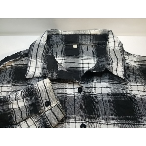 SHEIN Tops - Shein Shirt Womens Large Plaid Flannel Button Up Long Sleeve‎